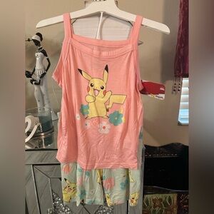 Pink Pikachu Tank Top and Shorts Set